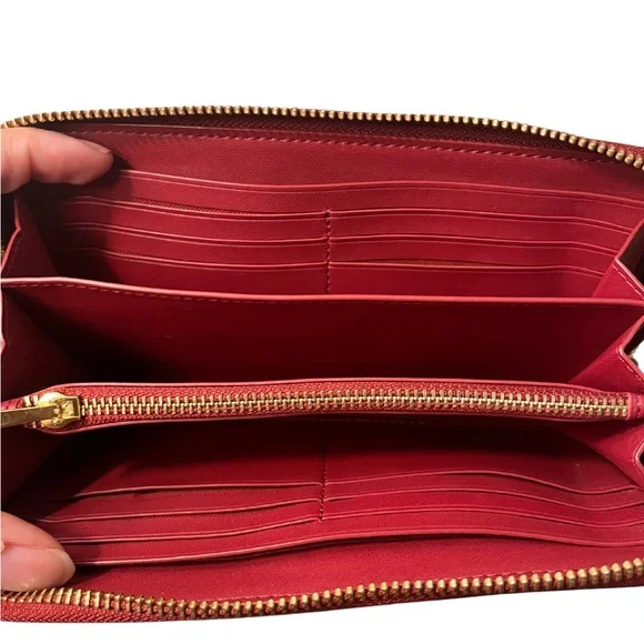Coach Red/Wine Signature Coates Canvas Zip Wallet - Picture 11 of 13